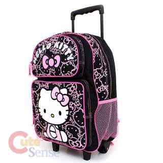   Shcool Backpack Lunch Bag Black Pink Glittering Face Rolling 2