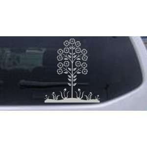 Silver 16in X 18.2in    Flower Stalk Big Blooms Flowers And Vines Car 