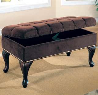 Rich Brown Tufted Storage Ottoman Furniture Classic  