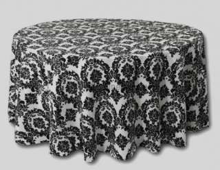 10 Pack of Round High Quality Black & White Damask Taffeta Tablecloths