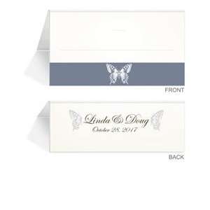  190 Personalized Place Cards   Butterfly Deep Silver 
