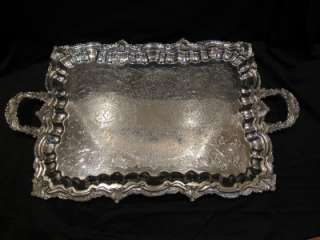 HUGE Antique 32 Silverplate, Silver on Copper Footed TRAY, Gorgeous 