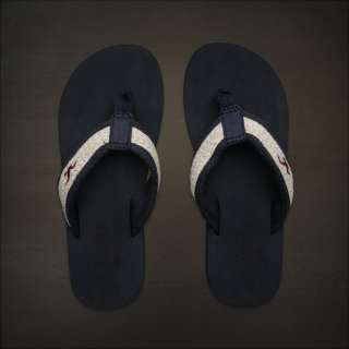 NWT Hollister Navy or Brown Flip Flops Sandals Classic Beach Style M 