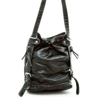 Soft backpack handbag w/ adjustable belted straps   black  