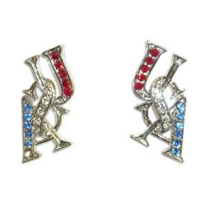  Silverplated Crystal USA Pierced Earrings Jewelry