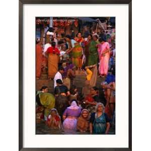 Pilgrims at Dasaswamedh Ghat Take Ritual Bath in the Ganges, Varanasi 