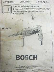 BOSCH SDS Plus Bulldog 1234 VSR Rotary Hammer Drill w/ Case & Manual 