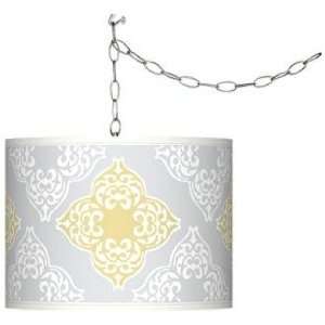  Swag Style Aster Grey Shade Plug In Chandelier