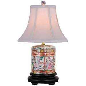    Rose Canton Porcelain Cover Jar Table Lamp