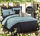7pc geo link silky blue comforter set queen w gift $ 53 99 