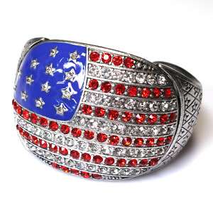 American Flag Bangle Cuff Bracelet Silver or Bronze NR  