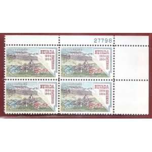 Postage Stamps Nevada Statehood Virginia City Sc 1248 MNHVF Block of 4