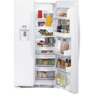   Profile 25.5 Cu. Ft. Side by Side Refrigerator   White Appliances