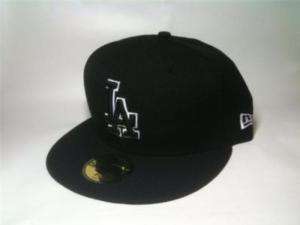 Fitted Hat New Era Cap 5950 LA Dodgers Black w/ Outline  