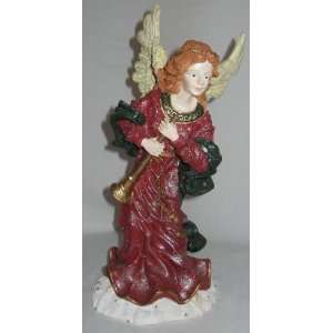  Red Headed Angel Resin Statue in Red and Green Dress with 