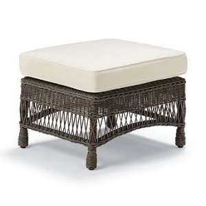  Vintage Square Woven Outdoor Ottoman with Cushion 