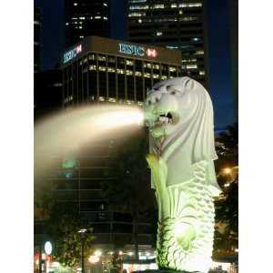  Merlion Fountain with Statue of Half Lion and Fish, with 