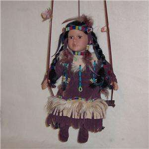   Sunlight Cathay Porcelain Indian Doll on Swing 808578164359  