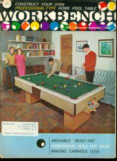 1966 Workbench Magazine Construct Your Own Pool Table  