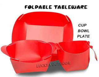 Camping Foldable Reusable Tableware Bowl Plate Cup Set  