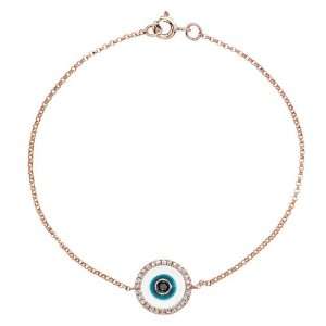 14k Rose Gold Diamond and Enamel Evil Eye Bracelet (1/5cttw, JK, I2 I3 