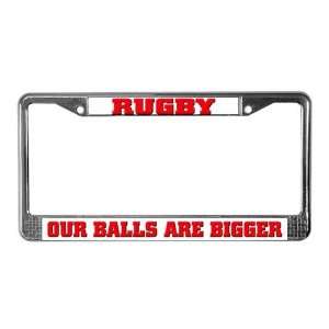  Rugby bigger balls Sports License Plate Frame by  