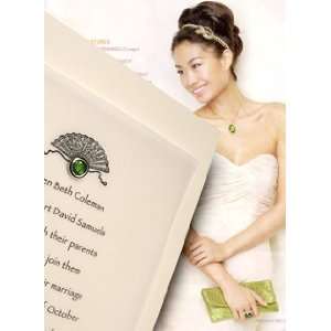 Wedding Invitations Kit Vanilla Cream with Tsavorite Green Crystal 