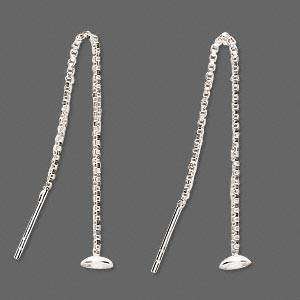 925 Sterling Silver Cup Thread Threader Dangle Earrings Box Chain 