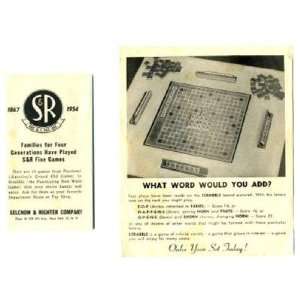  S & R Scrabble & Games Brochures 1954 Selchow & Richter 