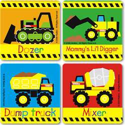 30 Baby Tonka Truck Stickers, Party Favors, 2.5x2.5  