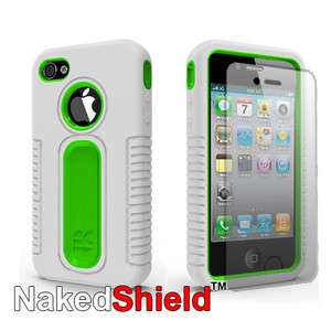 Green Armor Tough White Skin Case with Screen Protector for Apple 