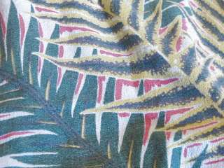 vtg 40s Tropical Palm Leaf Hawaii Bark Cloth Drapes  