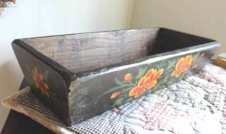 antique ORIG WOOD BOX TROUGH PLANTER folk art TOLE PNT  