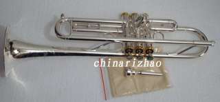 Professional Silver plated gold Bb trumpet with 925 silver leadpipe 