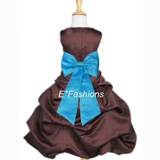 BROWN TURQUOISE BLUE PARTY WEDDING FLOWER GIRL DRESS 2 3 4 5 6 7 8 9 