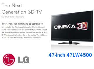 LG 47 inch Full HD LED 3D CINEMA TV 47LW4500+3D Glasses 2 Pairs 