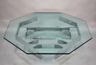   CENTURY MODERN CHROME & GLASS COFFEE TABLE IN THE MANNER OF PAUL MAYEN
