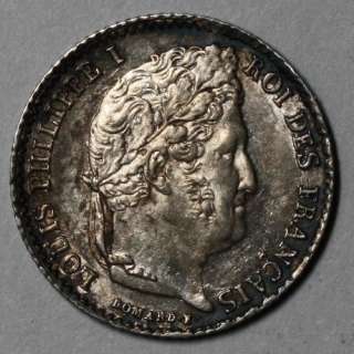 1834 A AU silver QUART FRANCE (Louis Philippe I) HIGH Grade Example 