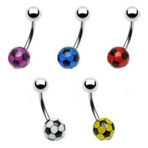   with steel top ball and acrylic soccer bottom ball, white Jewelry