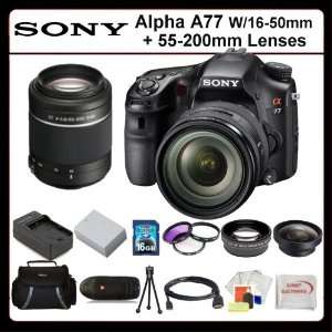  A77 Kit Includes Sony Alpha A77 Digital Camera with 16 50mm and 55 