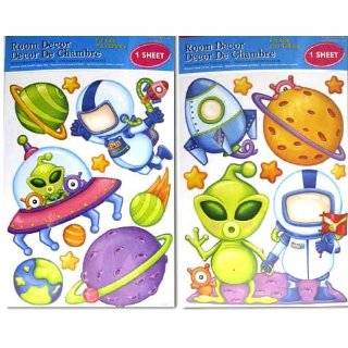 Outer Space Aliens Planets Spaceship Astronaut Wall Stickers Decals 