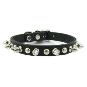  22 Black Spiked and Studded Leather Dog Collar By Furry 