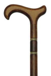   CHERRY BIJOUX SLIM WOODEN WALKING CANE WITH BRASS RINGS 36 Long