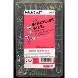   Stainless Steel Screws, Nuts, Washers, 252 Pieces 738287119190  
