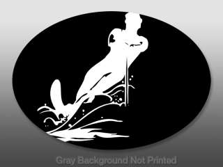 Oval Male Water Skier Sticker  decal ski skiing boating  