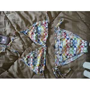    NWT Coach Brand White Scribble Bikini   Size Large 