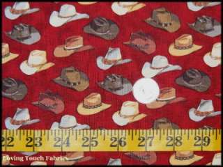 Western Cowboy Hats Fabric FQ 18 x 22  