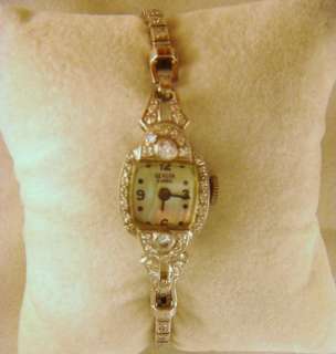Platinum Case 14k White Gold Diamond Studded Watch  