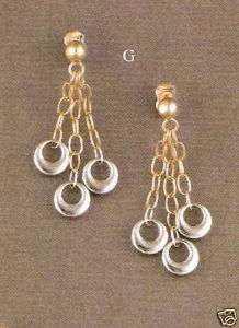 New 14kt White and Yellow Gold Dangle Hoop Earrings  