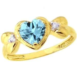   Sweet Heart and Diamond Ring Sky Blue Topaz, size6.5 diViene Jewelry